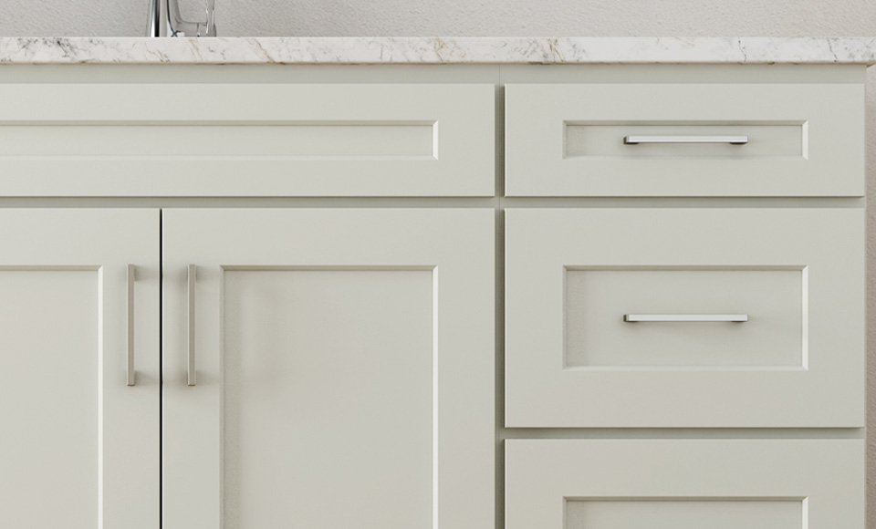 Cornerstone Collection White Cabinets with Modified Door and Drawer Fronts | Canyon Creek Cabinet Company