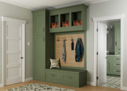 Cornerstone Cortina Style Cabinets with Sage Paint Finishes | Canyon Creek Cabinet Company