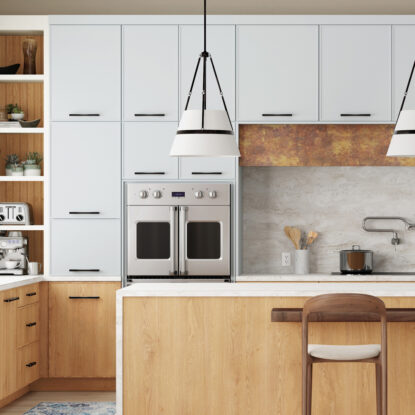Millennia Benson Style Kitchen Cabinets with Dune & Icing Finishes | Canyon Creek Cabinet Company
